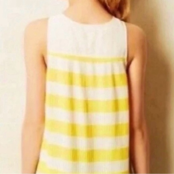 Anthropologie MAEVE Top Citron Stripe Pleated
Tank Top Blouse Swingy - Picture 2 of 6